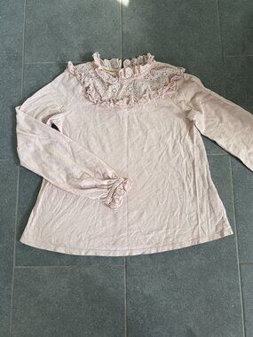 Mini Boden Girls Eyelet Ruffle Long Sleeve Top